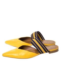 Pre Owned Malone Souliers Yellow/Purple Leather Maisie Pointed Toe Mules Size 41