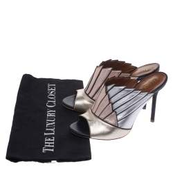 Pre Owned Malone Souliers Multicolor Metallic Leather Donna Open Toe Mules Size 37