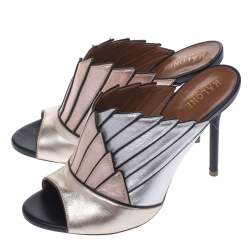 Pre Owned Malone Souliers Multicolor Metallic Leather Donna Open Toe Mules Size 37