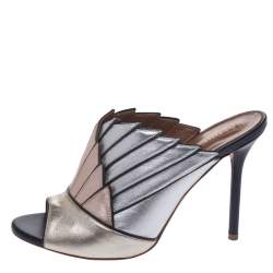 Pre Owned Malone Souliers Multicolor Metallic Leather Donna Open Toe Mules Size 37