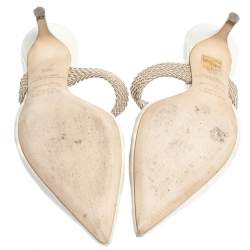 مملوكة مسبقًا حذاء مولز مالون سولييه مطاط وجلد كريمي مقدمة مدببة مقاس 38.5