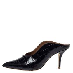 Pre Owned حذاء مولز مالون سولييه "كونستانس" جلد نقش تمساح أسود مقاس 38