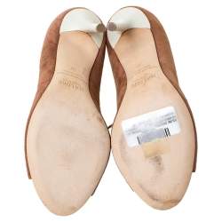 Pre Owned حذاء سلايد مالون سولييه ملتف علي الكاحل جلد سافانا جلد أبيض وسويدى بني مقاس 36