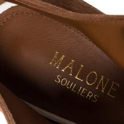 Pre Owned حذاء سلايد مالون سولييه ملتف علي الكاحل جلد سافانا جلد أبيض وسويدى بني مقاس 36