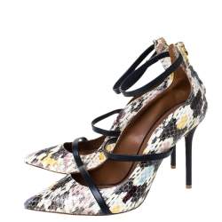 Pre Owned Malone Souliers Multicolor Python Robyn Ankle Strap Pumps Size 37