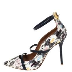 Pre Owned Malone Souliers Multicolor Python Robyn Ankle Strap Pumps Size 37