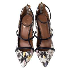 Pre Owned Malone Souliers Multicolor Python Robyn Ankle Strap Pumps Size 37
