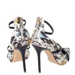 Pre Owned Malone Souliers Multicolor Python Robyn Ankle Strap Pumps Size 37