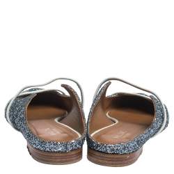 Pre Owned Malone Souliers Metallic Glitter Fabric Maureen Pointed Toe Flats Size 39.5
