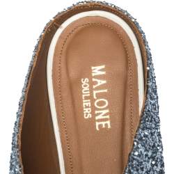 Pre Owned Malone Souliers Metallic Glitter Fabric Maureen Pointed Toe Flats Size 39.5