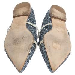 Pre Owned Malone Souliers Metallic Glitter Fabric Maureen Pointed Toe Flats Size 39.5