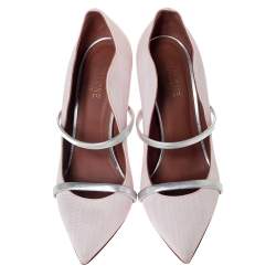 مملوكة مسبقًا Malone Souliers Pink Canvas Maureen Pointed Toe Pumps Size 37