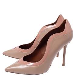 Pre Owned حذاء كعب عالي مالون سولييه جلد بيج مدبب مقاس 39.5