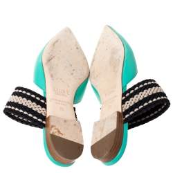Pre Owned Malone Souliers Green Leather Maisie Pointed Toe Mules Size 36