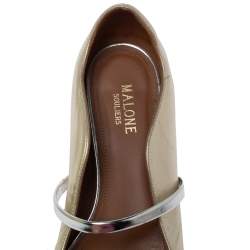 Pre Owned Malone Souliers Metallic Gold Leather Maureen Ballet Flats Size 38.5