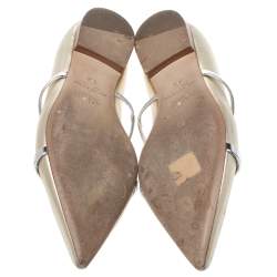 Pre Owned Malone Souliers Metallic Gold Leather Maureen Ballet Flats Size 38.5