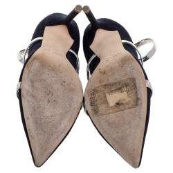 Pre Owned Malone Souliers Navy Blue Suede Robyn Ankle Strap Pumps Size 37