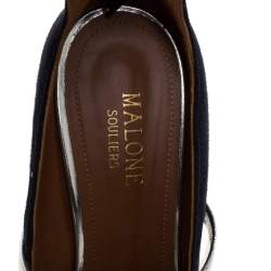 Pre Owned Malone Souliers Navy Blue Suede Robyn Ankle Strap Pumps Size 37