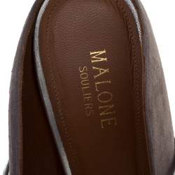 Pre Owned Malone Souliers Dark Grey Suede And Silver Leather Trim Maureen Pointed Toe Mules Size 39