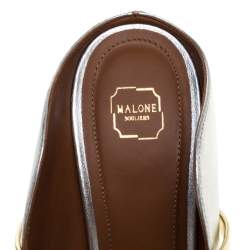 Pre Owned Malone Souliers Metallic Silver and Gold Trim Leather Maureen Pointed Toe Mules Size 39