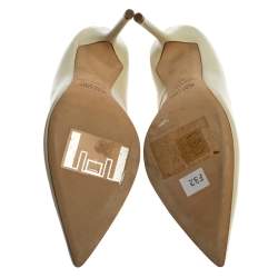 Pre Owned Malone Souliers White/Silver Leather Penelope Pointed Toe Pumps Size 41