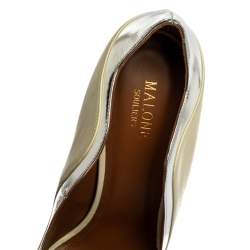 Pre Owned Malone Souliers White/Silver Leather Penelope Pointed Toe Pumps Size 41