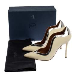 Pre Owned Malone Souliers White/Silver Leather Penelope Pointed Toe Pumps Size 41