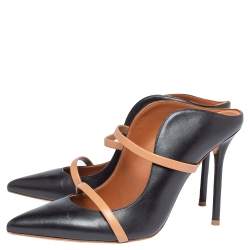 Pre Owned Malone Souliers Black Leather Maureen Pointed Toe Mules Size 39
