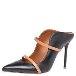 Pre Owned Malone Souliers Black Leather Maureen Pointed Toe Mules Size 39