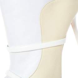 Pre Owned Malone Souliers Cream/White Leather Madison Pointed Toe Ankle Boots Size 40.5