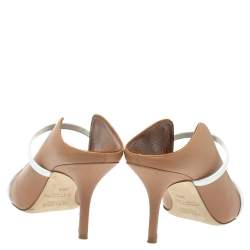 Pre Owned Malone Souliers Brown/White Leather Maureen Mules Size 38.5