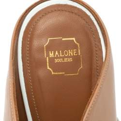 Pre Owned Malone Souliers Brown/White Leather Maureen Mules Size 38.5