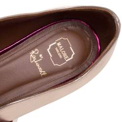 Pre Owned Malone Souliers Metallic Rose Gold Leather Maureen Pointed Toe Ballet Flats Size 41