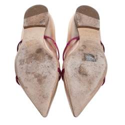 Pre Owned Malone Souliers Metallic Rose Gold Leather Maureen Pointed Toe Ballet Flats Size 41