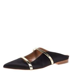 مملوكة مسبقًا Malone Souliers Black Satin Maureen Mule Flats Size 36