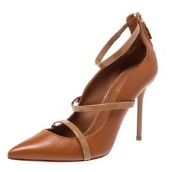 Pre Owned Malone Souliers Brown/Beige Leather Robyn Pumps Size 37