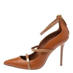 Pre Owned Malone Souliers Brown/Beige Leather Robyn Pumps Size 37