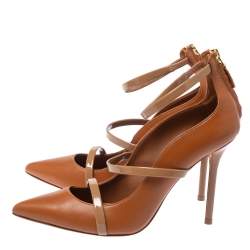 Pre Owned Malone Souliers Brown/Beige Leather Robyn Pumps Size 37