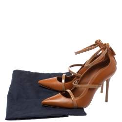 Pre Owned Malone Souliers Brown/Beige Leather Robyn Pumps Size 37