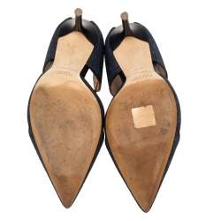 Pre Owned صندل مول مالون سولييه سير حرف تي مقدمة مدببة حافة جلد وقماش دنيم أزرق مقاس 40.5