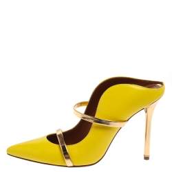 Pre Owned Malone Souliers Yellow Leather Maureen Mules Size 38