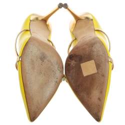 Pre Owned Malone Souliers Yellow Leather Maureen Mules Size 38