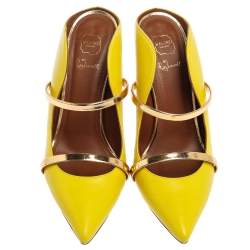 Pre Owned Malone Souliers Yellow Leather Maureen Mules Size 38