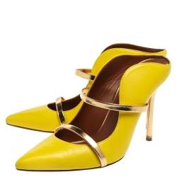 Pre Owned Malone Souliers Yellow Leather Maureen Mules Size 38