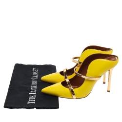 Pre Owned Malone Souliers Yellow Leather Maureen Mules Size 38