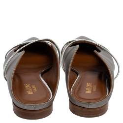 Pre Owned Malone Souliers Grey Satin Maureen Pointed Toe Mule Flats Size 39