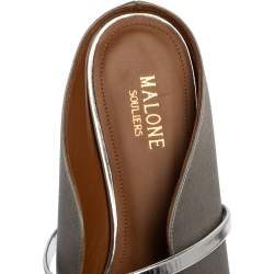 Pre Owned Malone Souliers Grey Satin Maureen Pointed Toe Mule Flats Size 39