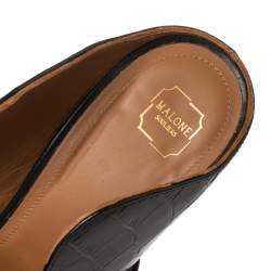 Pre Owned حذاء مولز مالون سولييه مقدمة مدببة ماروين جلد نقش تمساح أسود مقاس 39