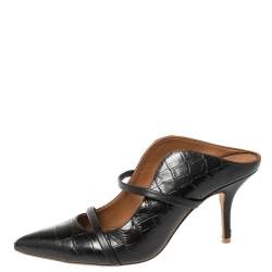 Pre Owned حذاء مولز مالون سولييه مقدمة مدببة ماروين جلد نقش تمساح أسود مقاس 39