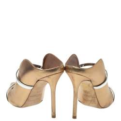 Pre Owned حذاء مولز مالون سولييه مقدمة مدببة ماورين جلد فضى / برونزى ميتالك مقاس 37.5